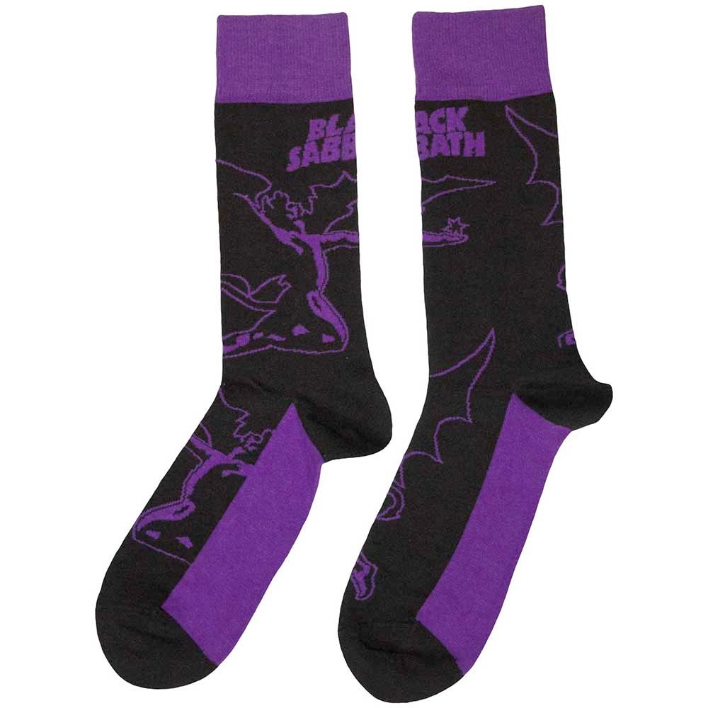 Black Sabbath - Logo & Demon Socken - EU 40-45 - Schwarz/Lila